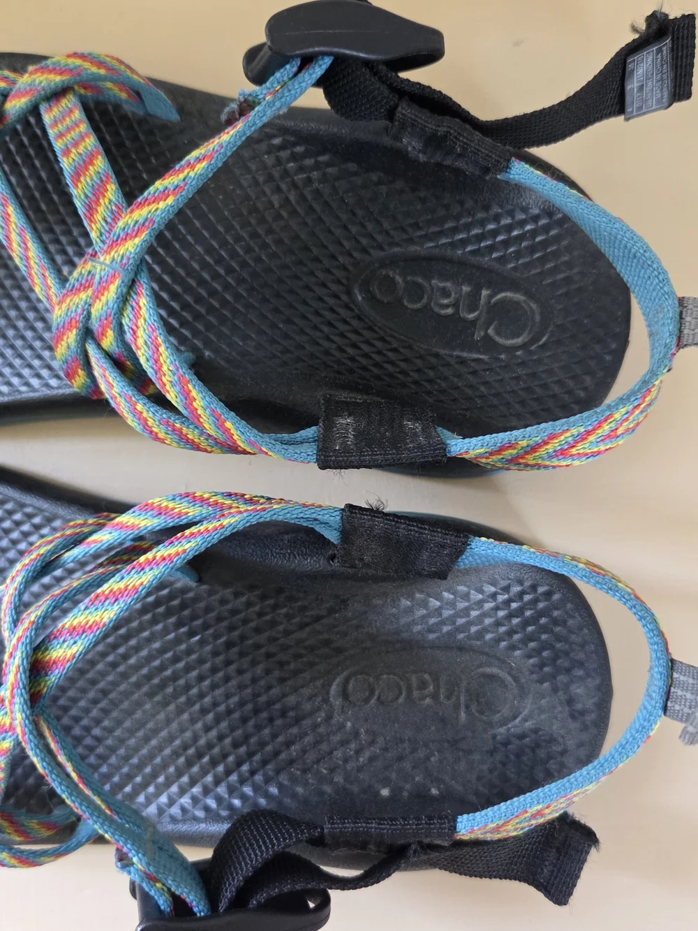 Chaco Kids ZX1 EcoTread Sandals Youth Size 4 Rainbow Fiesta Blue Strappy Hiking